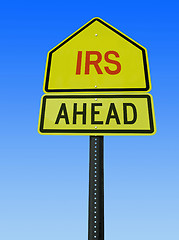 Image showing irs ahead post sign
