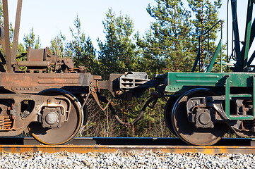 Image showing Railway train cars. automatic coupling