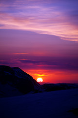 Image showing Multicolor sunrise in mountains