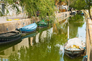 Image showing Canal and fishing boats