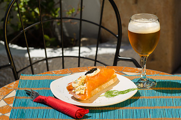 Image showing Stuffed salmon tapa