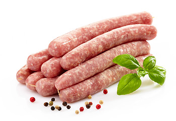 Image showing fresh raw meat sausages