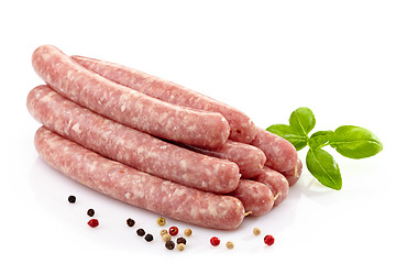 Image showing fresh raw meat sausages