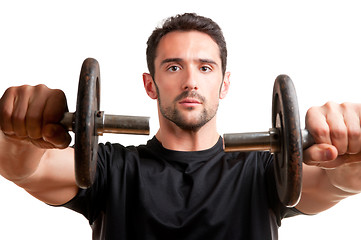 Image showing Man Working Out With Dumbbels