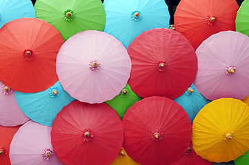 Image showing Colorful umbrellas