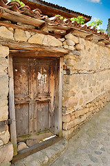 Image showing An old wooden door in Koprivshtitsa Bulgaria, from the time of t