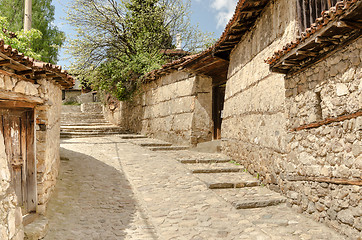 Image showing A traditional old street in Koprivshtitsa Bulgaria, from the tim