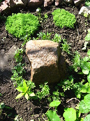 Image showing front garden with grey big stone