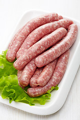 Image showing fresh raw minced meat sausages