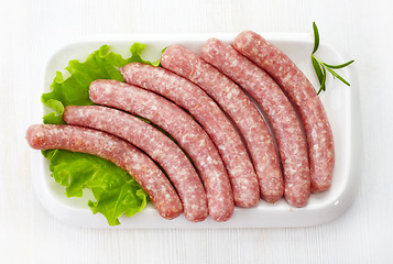 Image showing fresh raw minced meat sausages