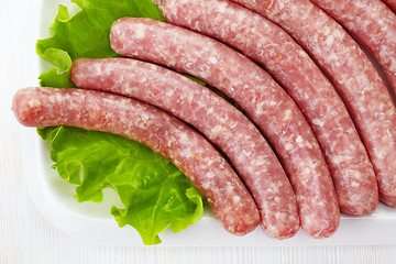 Image showing fresh raw minced meat sausages
