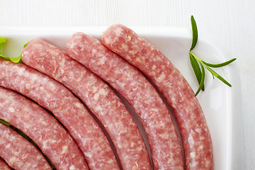 Image showing fresh raw minced meat sausages