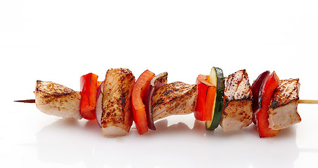 Image showing grilled pork fillet and vegetables