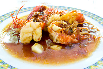 Image showing Stir-fried prawns with tamarind sauce 