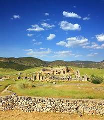 Image showing ancient amphitheater and ruins in Pamukkale Turkey