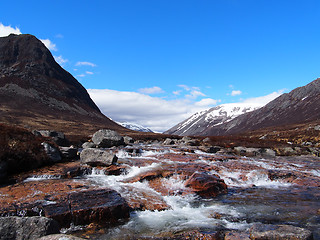 Image showing Lairig Ghru seen from river Dee, Scotland in may