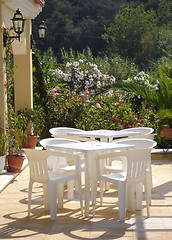 Image showing Tables in the sun