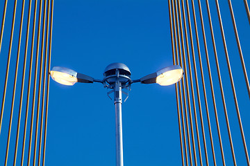 Image showing Street light on bridge