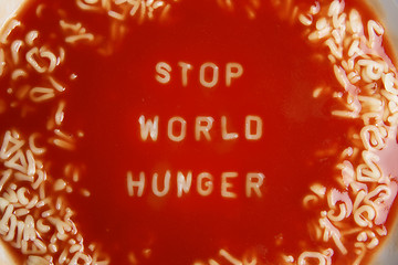 Image showing tomato soup with message