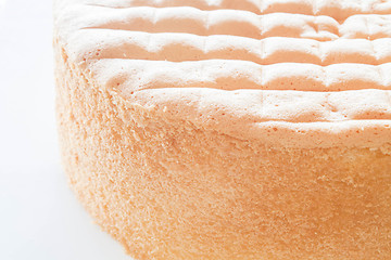 Image showing Vanilla sponge cake base for decoration on white background