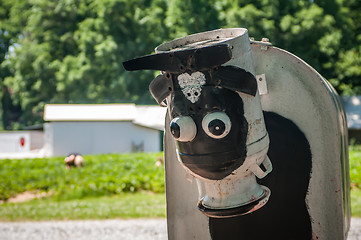 Image showing metal cow on farm