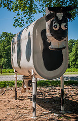 Image showing metal cow on farm