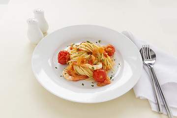 Image showing Shrimps And Spaghetti