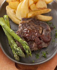 Image showing Steak And Asparagus