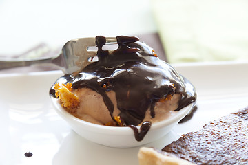 Image showing Ice Cream With Chocolate Sauce