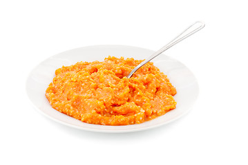 Image showing porridge pumpkin and wooden spoon 