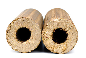 Image showing briquettes firewood  isolation  on white