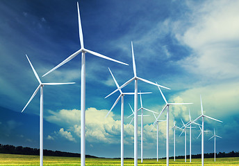 Image showing Wind turbines generating electricity