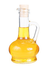 Image showing Small decanter with sunflower oil isolated on the white background 