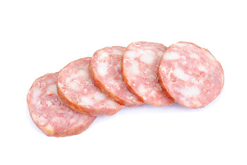 Image showing Meat product.Sausage isolated on white background 