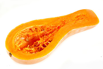Image showing Slices of pumpkin close up isolation in white  background 