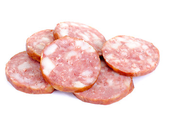 Image showing Meat product.Sausage isolated on white background 