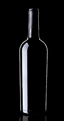 Image showing Wine bottle silhouette on black background