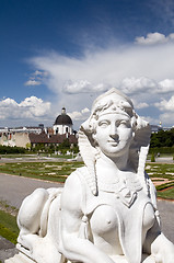 Image showing Baroque sphinx statue bust at Belvedere Palace Castle Vienna Aus