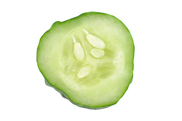 Image showing cucumber sliced isolated on white background.