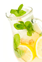 Image showing fresh lemonade from lemon ginger and mint