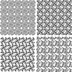 Image showing Set of black and white geometric seamless patterns