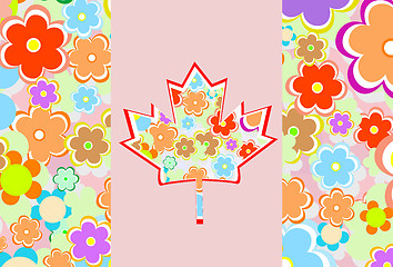 Image showing canada maple leaf - flower card