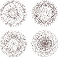 Image showing Set of guilloche element for certificate, money design