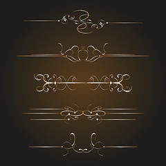 Image showing Calligraphic decor design elements. corners, swirls, frames