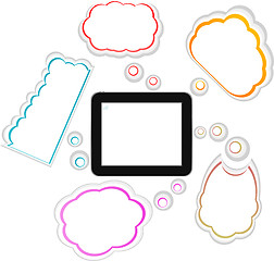 Image showing Tablet PC with cloud of colorful application icons