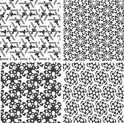 Image showing Geometric seamless patterns set, black and white