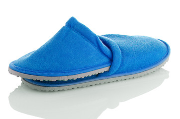 Image showing A pair of blue slippers