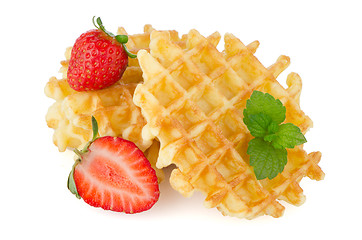 Image showing Waffles and strawberry