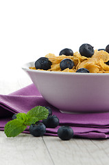 Image showing Cereal and blueberries