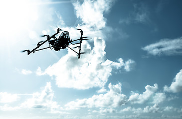 Image showing Octarotor drone flying